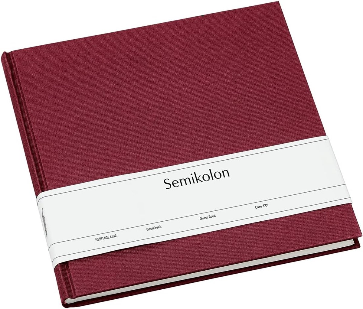 Gastenboek 25 x 23 cm - 180 blanco pagina's - met bladwijzer - bordeauxrood