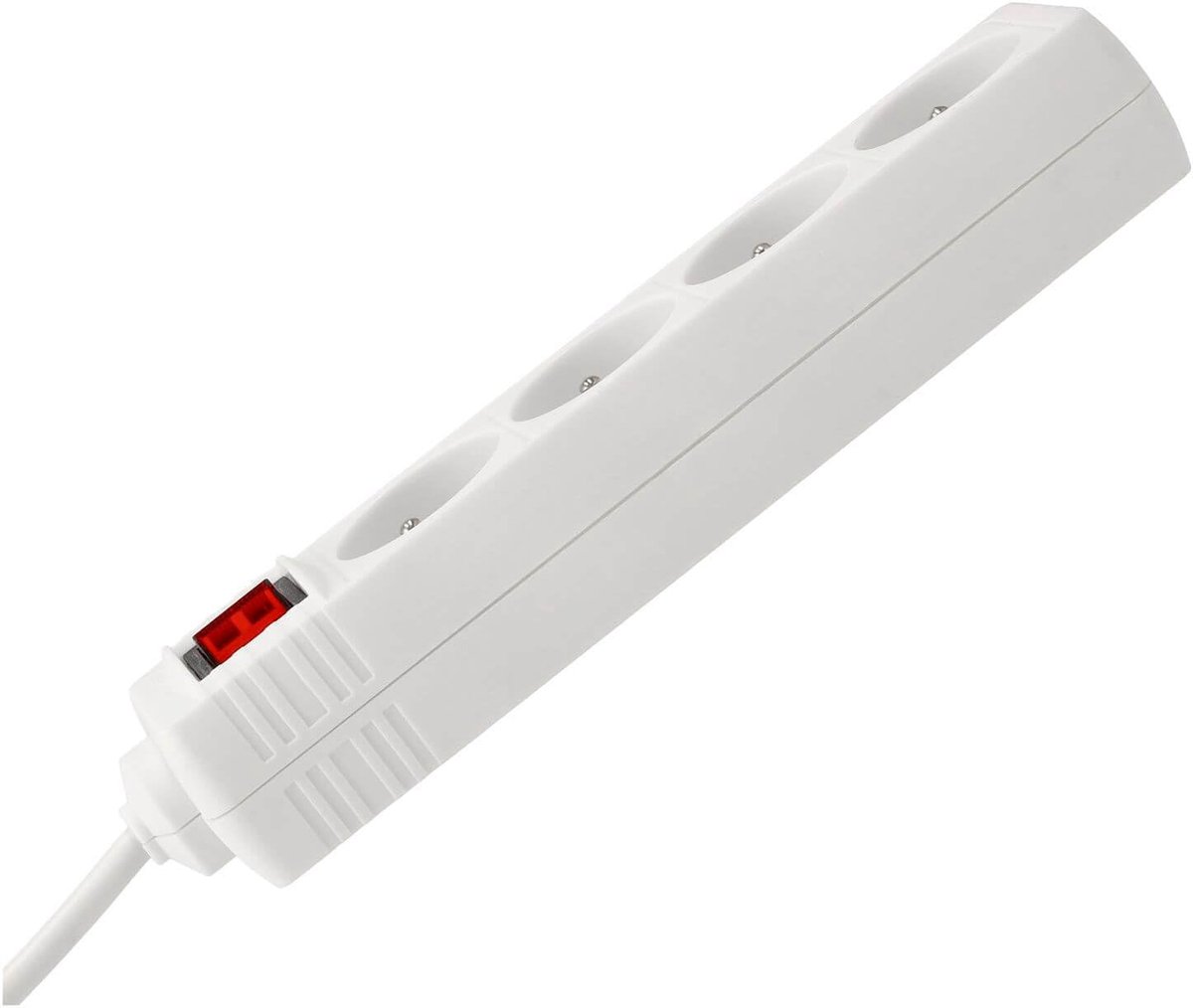 Stroomverlengkabel met 4 stopcontacten en schakelaar - 10 meter - wit