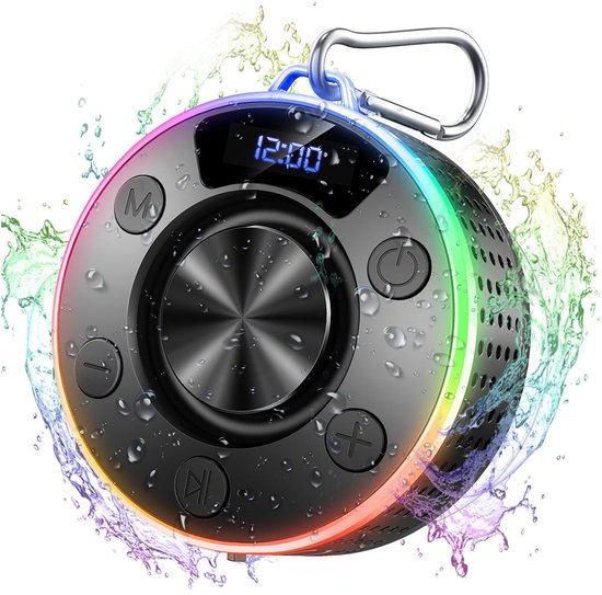 Draagbare Bluetooth Speaker 5W IPX7 Waterdicht 10u Speeltijd RGB-verlichting Zuignap Klittenband Outdoor Douche