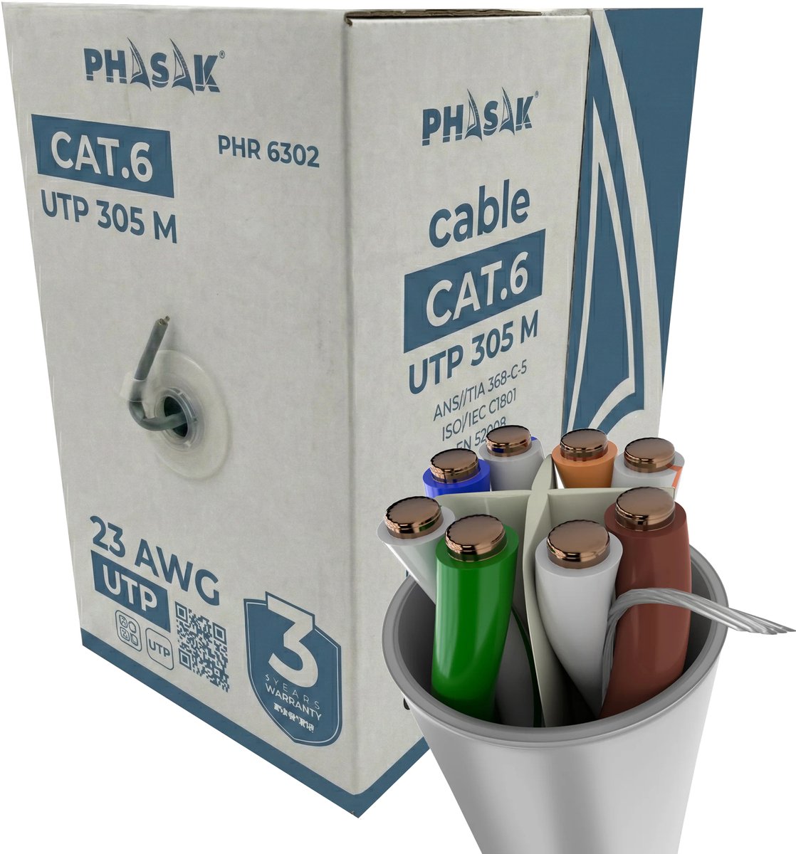 Phasak PHR 6302 netwerkkabel Grijs 305 m Cat6 U/UTP (UTP)