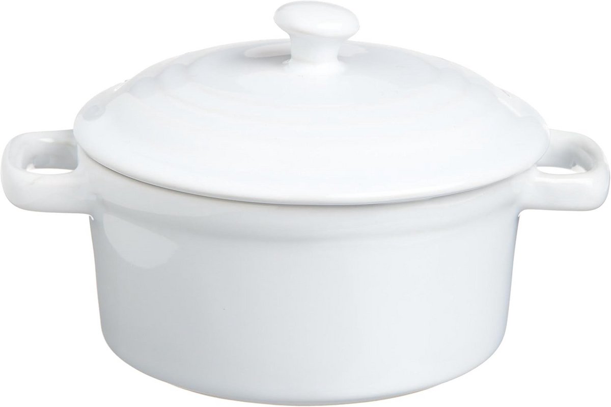 Braadpan met deksel 13 cm aluminium hoge capaciteit wit