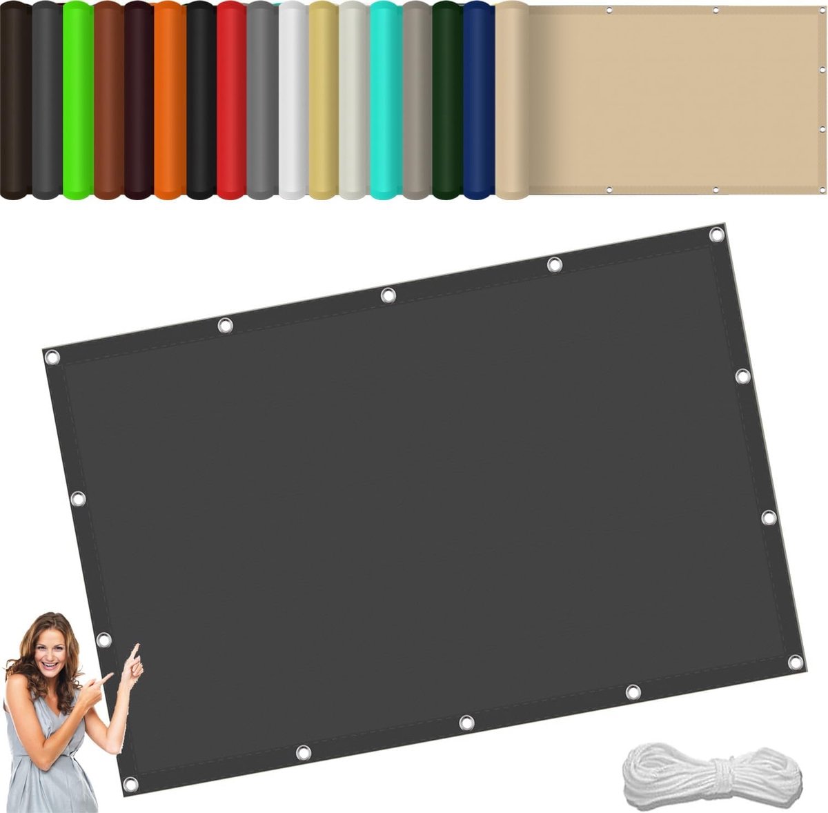 Rechthoekig Schaduwdoek 90 x 750 cm Waterafstotend voor Tuin en Terras