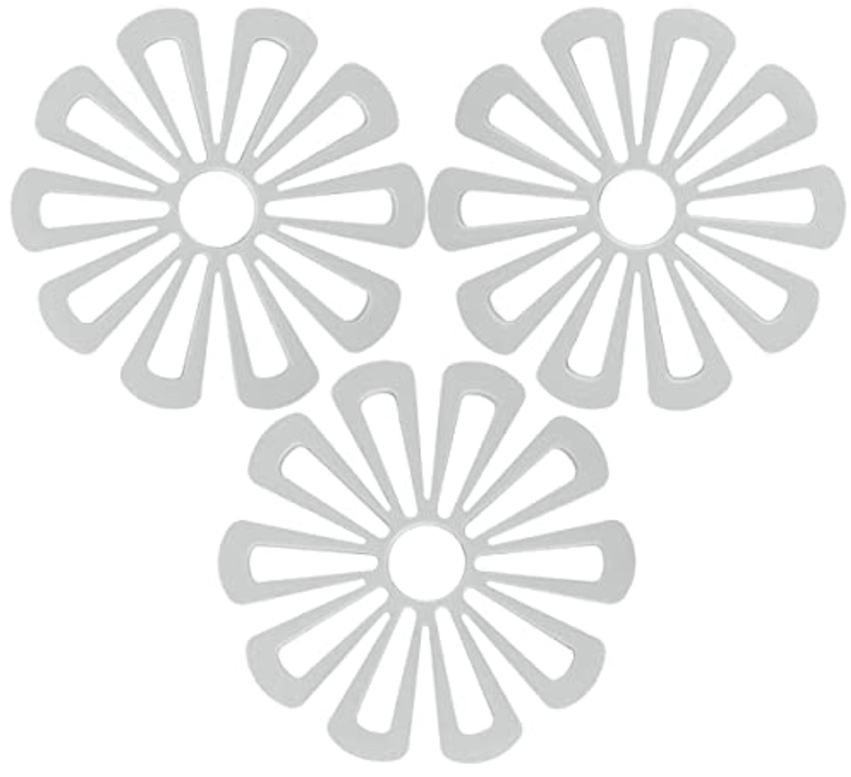 Siliconen pannenlappen & onderzetters – 3-delige set | Creatief bloemdesign, antislip pannenmatten | Placemats & hitte-isolerende matten | Vaatwasserbestendig | Hittebestendig | Grijs
