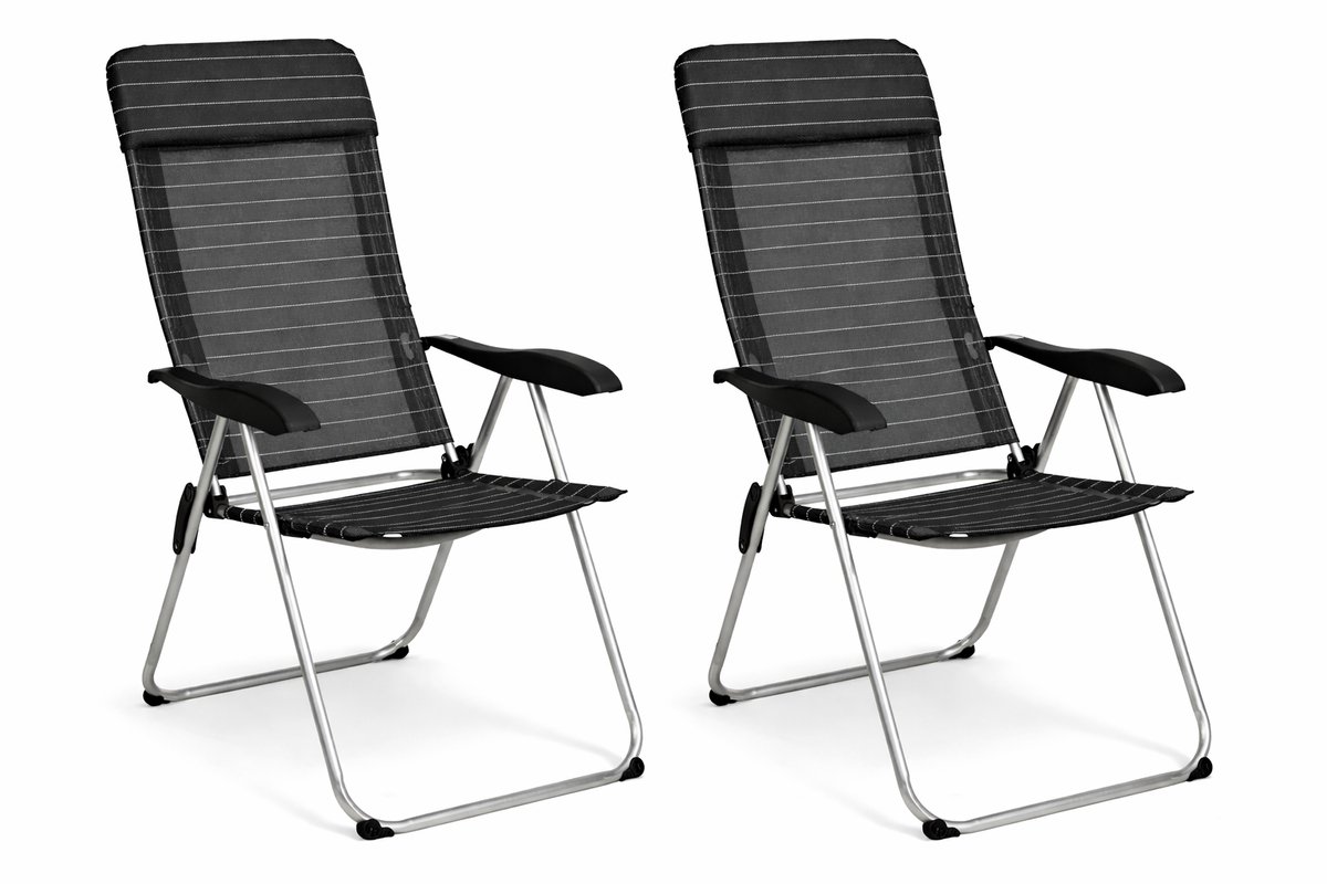 HEM Campingstoelen Set van 2 – Opvouwbare Campingstoel met Armleuningen – 69x58x111 cm – Grijs – Kampeerstoel / Tuinstoel / Strandstoel – Inclusief HEM Microvezeldoekje