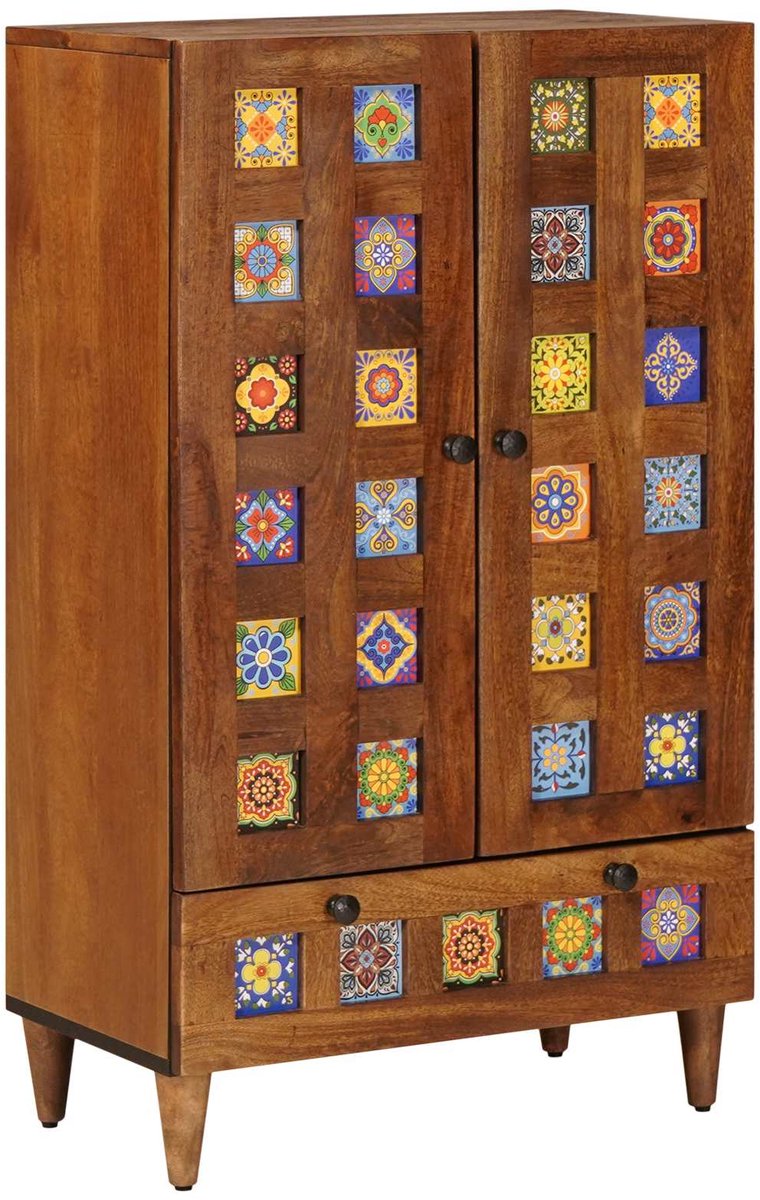 vidaXL - Highboard - Walnotenhout - 60 - x - 33,5 - x - 100 - cm - Massief - Mango - Hout