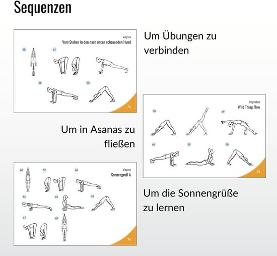 YOGA-kaarten XXL - 60+ oefeningen voor Vinyasa flows - beginners & gevorderden - met online cursus, meditaties & chakra-aandacht - gedrukte kaarten in robuuste doos — afbeelding 3
