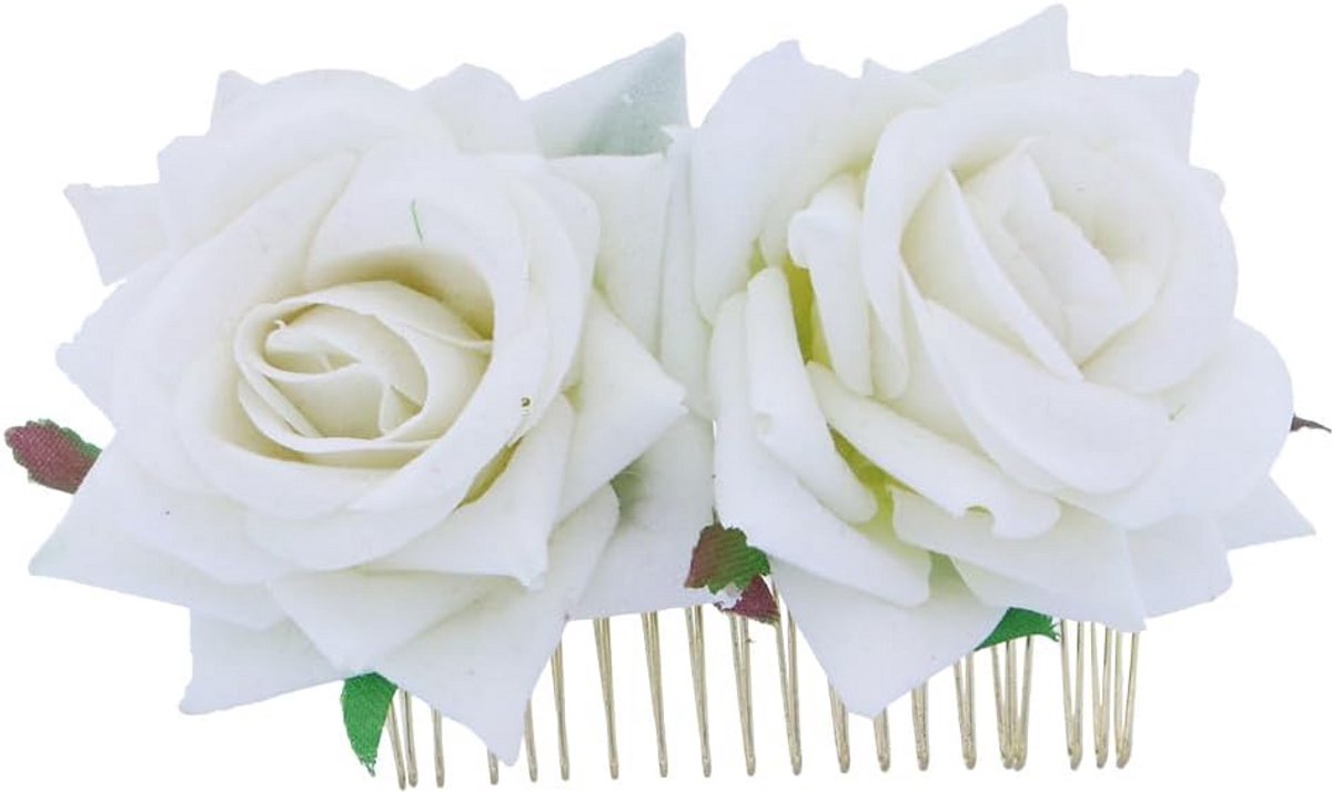 Elegante Bloemen Haar Kam met Beige Rozen voor Bruiloften en Feesten
