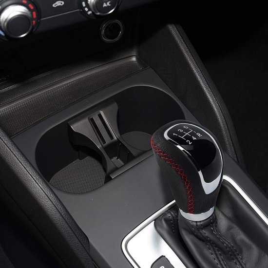 Universele versnellingspookknop met 3 adapters 8 mm, 10 mm, 12 mm voor handgeschakelde auto's, aluminiumlegering en leer (zwart en rood) van Merkloos — afbeelding 2