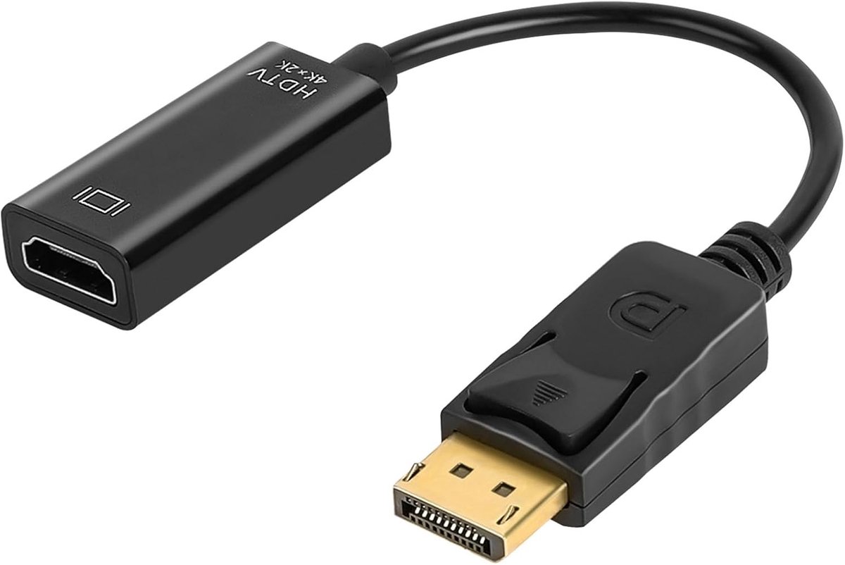 DisplayPort naar HDMI-adapter 4K - 15 cm - zwart