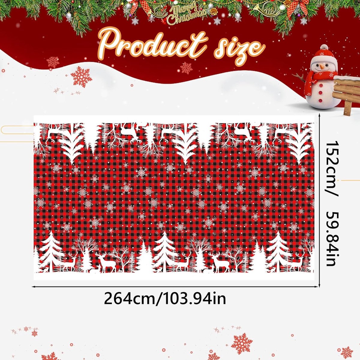 Rood-Zwart Geruit Kerst Tafelkleed Rechthoekig 152x264 cm - Kerstdecoratie & Feest
