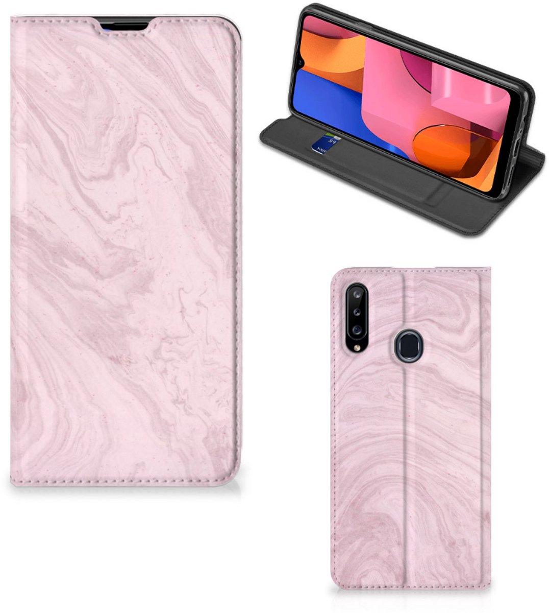 Samsung Galaxy A20s Standcase Marble Pink - Origineel Cadeau Vriendin