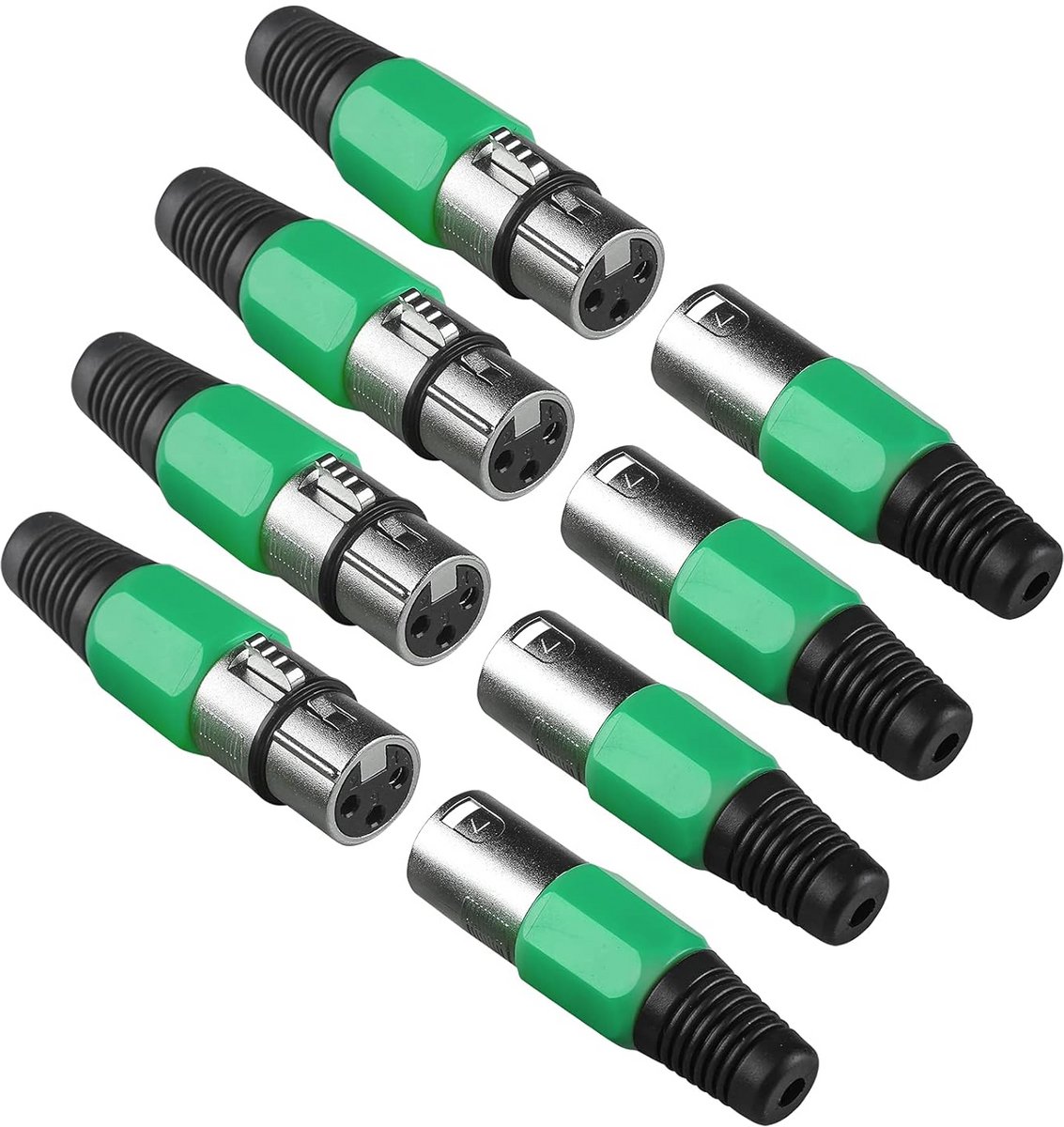 Set van 4 XLR Connectoren 3-pins voor DMX-kabel en Microfoonkabels