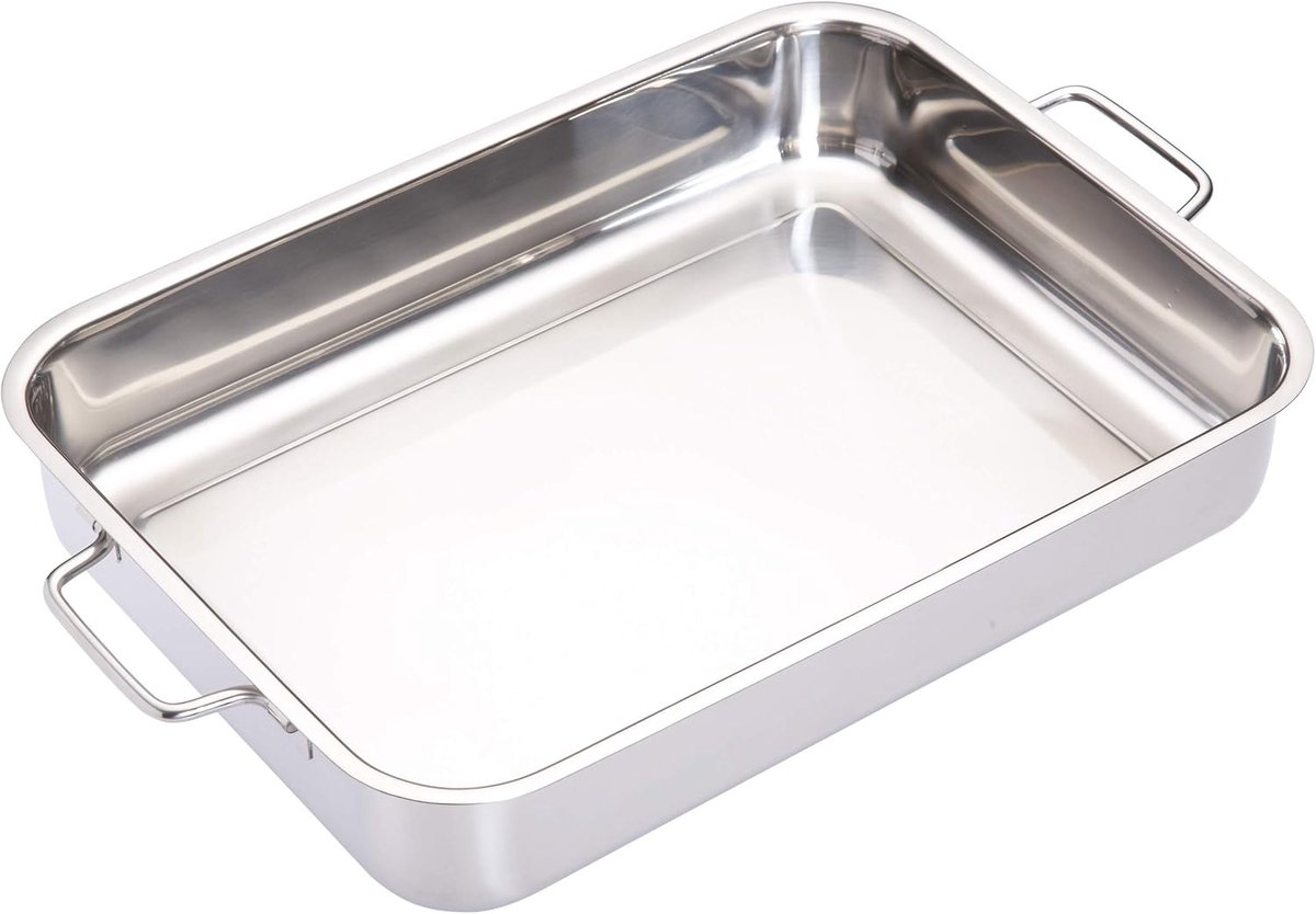 Heavy Duty Roestvrijstalen Braadpan met Inklapbare Handgrepen - 37 x 27 cm