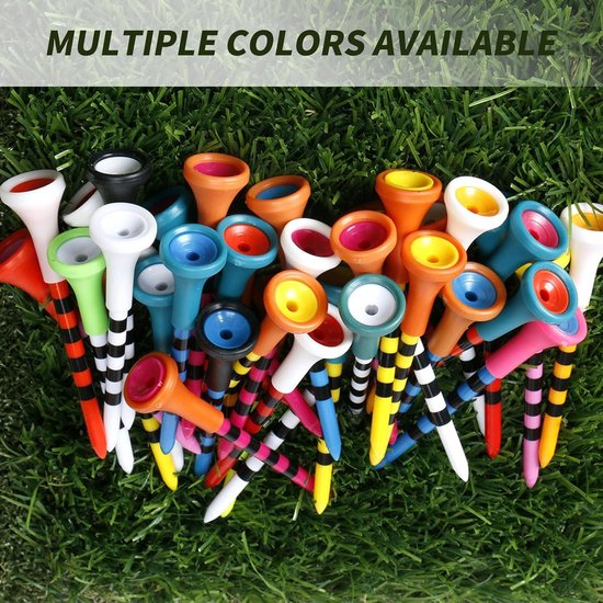 Duurzame Golf Tees met Rubberen Top - 50 Stuks in Gemengde Kleuren - Lange 70mm Kunststof Tees voor Golfer van Merkloos — afbeelding 4
