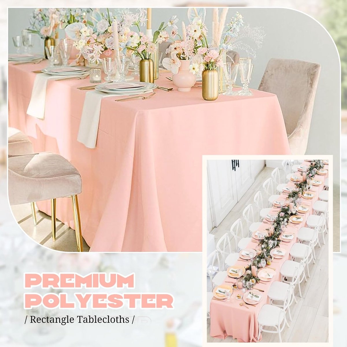 Roze Wasbare Polyester Tafelkleden - Set van 2 - Geschikt voor 15 Voet Rechthoekige Tafels