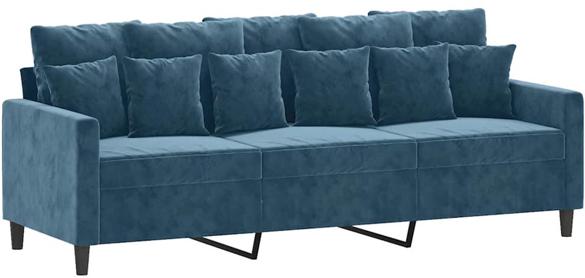 vidaXL Driezitsbank - 180 - cm - fluweel - blauw