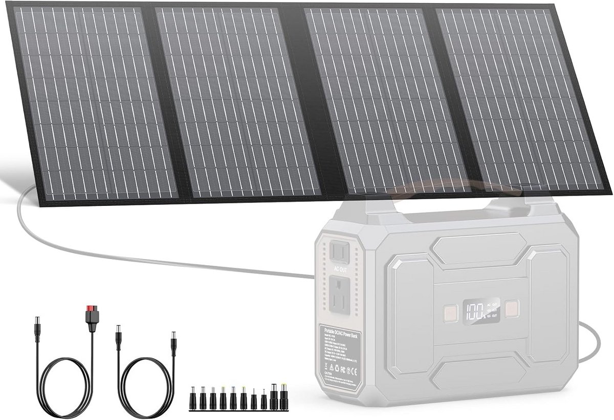 Draagbaar 60W Opvouwbaar Zonnepaneel met USB & Type-C voor Power Stations