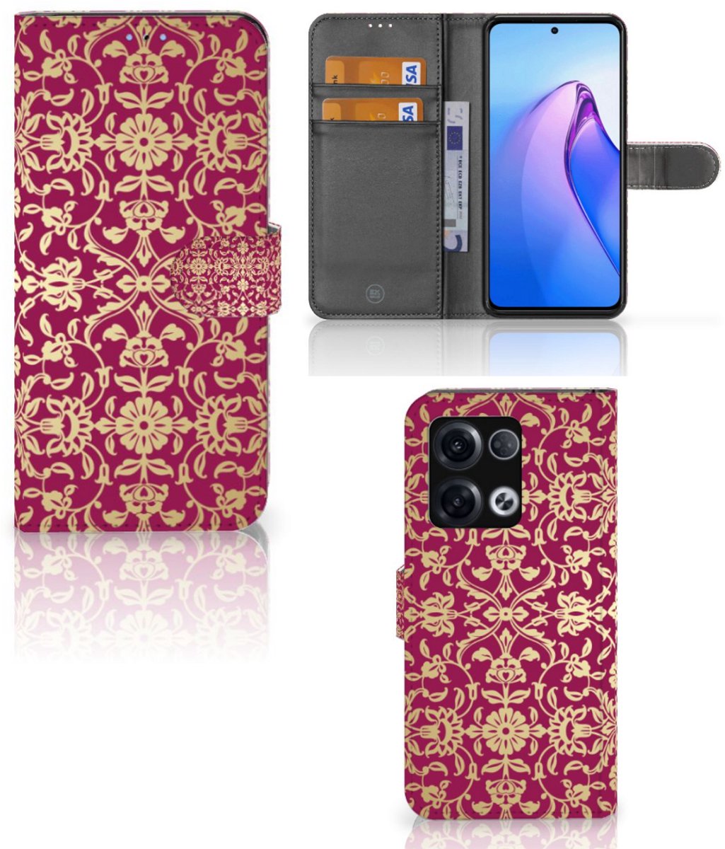 Book Case voor Wallet Case OPPO Reno8 Pro Barok Pink