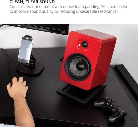 Desktop Speaker Stands for Large Speakers - Set of 2 (Black) - Kanto S6 speaker stands for table monitor van Kanto — afbeelding 4