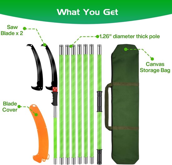 Telescopische Takkenzaag 7-26 Feet - Handgereedschap voor Snoeien en Scheren van Bomen van Merkloos	 — afbeelding 4