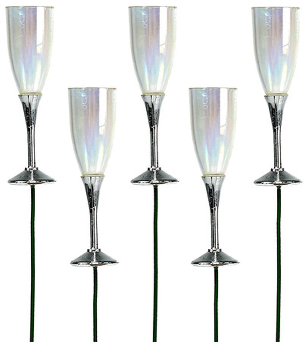 Oudjaarsavond decoratie champagne glas plug zilver 7,5cm L27cm 12 stuk