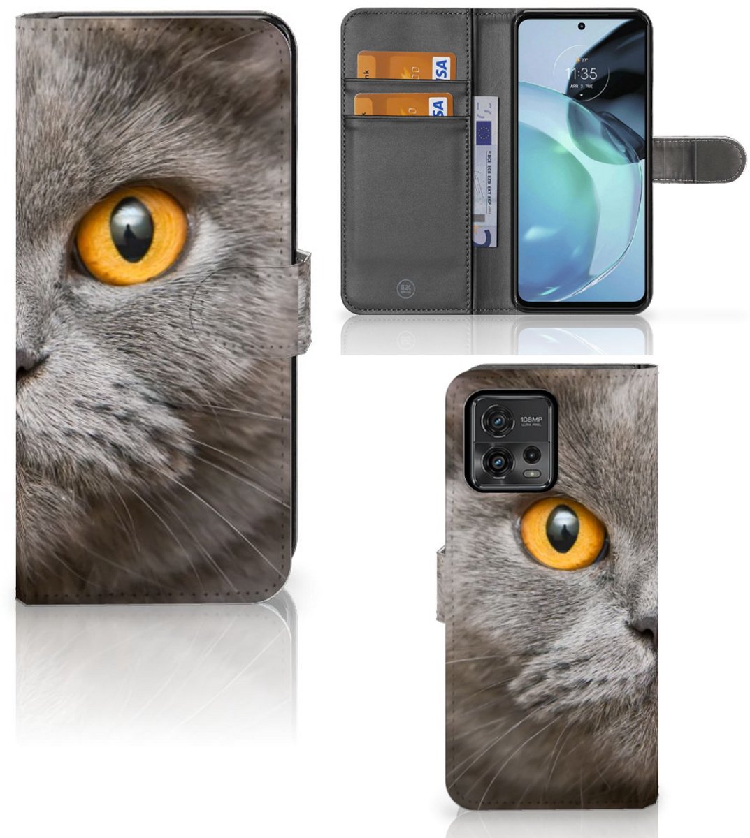 Telefoonhoesje met Pasjes Motorola Moto G72 Britse Korthaar