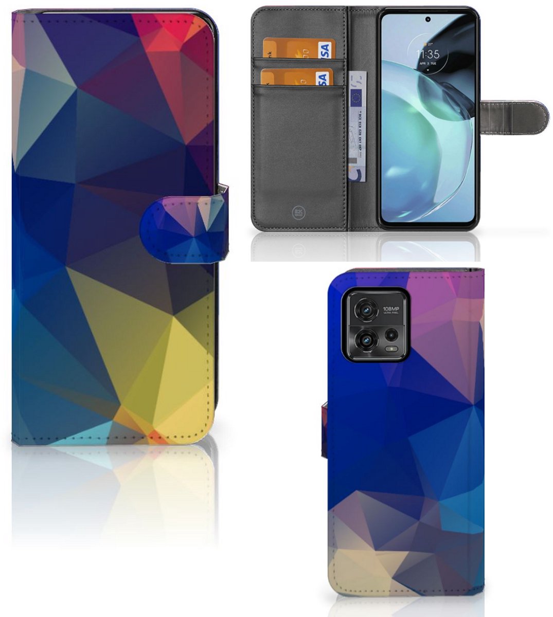 Motorola Moto G72 Book Case Polygon Dark
