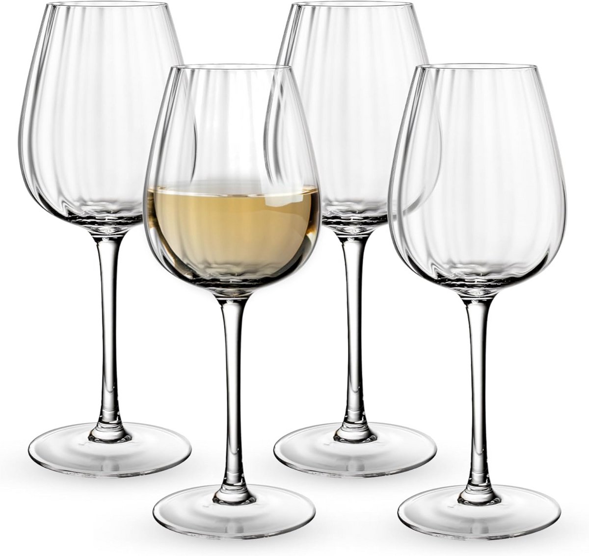 Set van 4 Witte Wijnglazen Kristalglas Hoog
