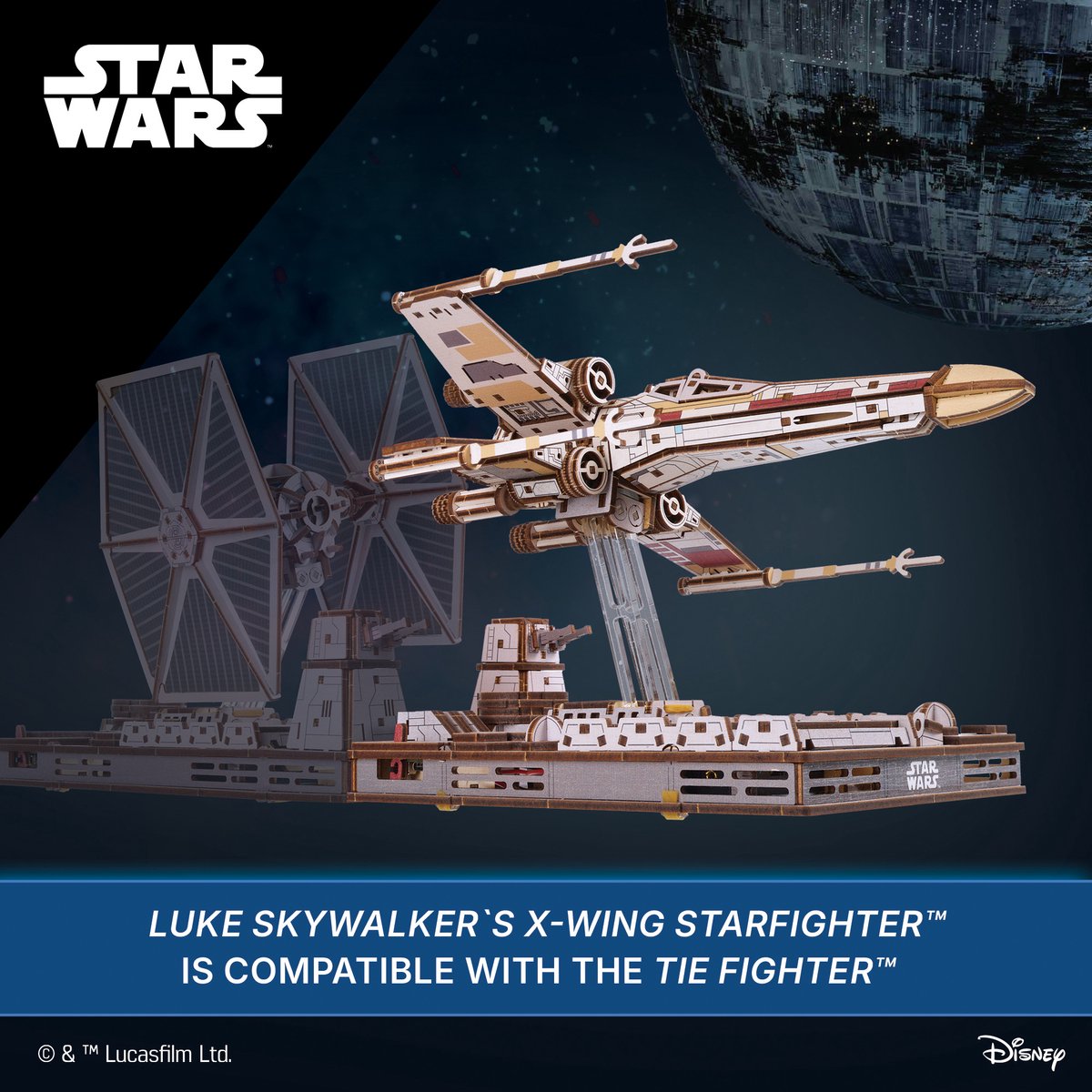 UGEARS 3D Modelbouw - Luke Skywalker's X-Wing Starfighter - Star Wars - Mechanisch Bouwpakket Hout - Educatief Speelgoed — afbeelding 5