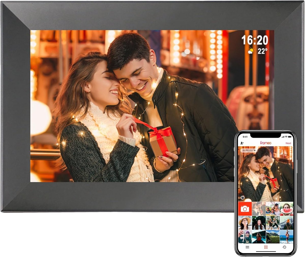 Digitale fotolijst 10,1 inch met wifi, touchscreen en 32GB opslag