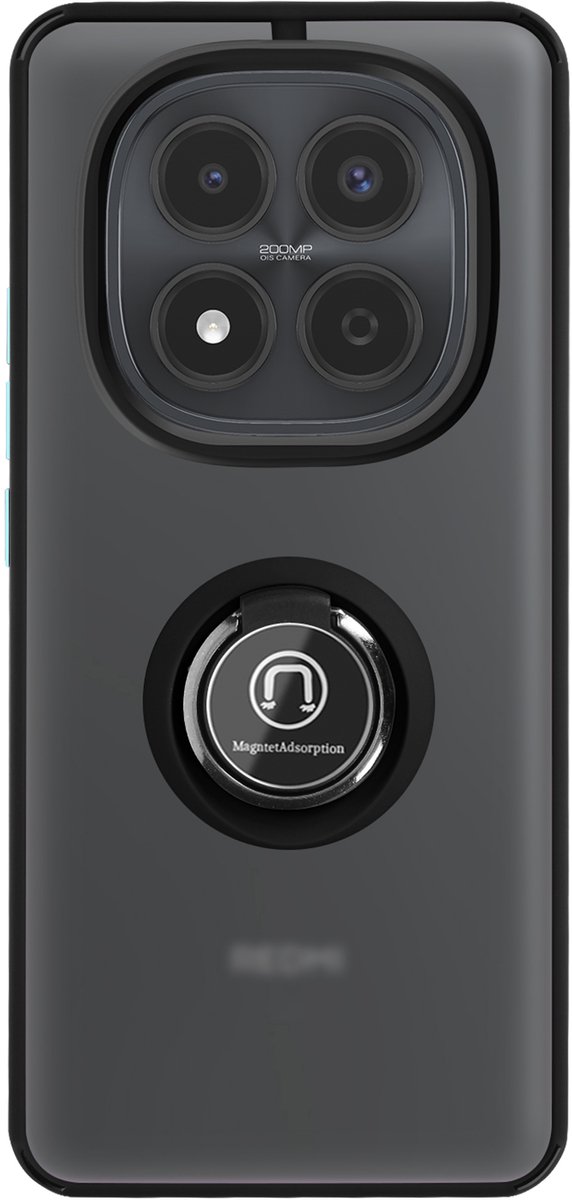 Avizar Hoesje voor Redmi Note 15 Pro 4G met magnetische ring matte afwerking, Zwart