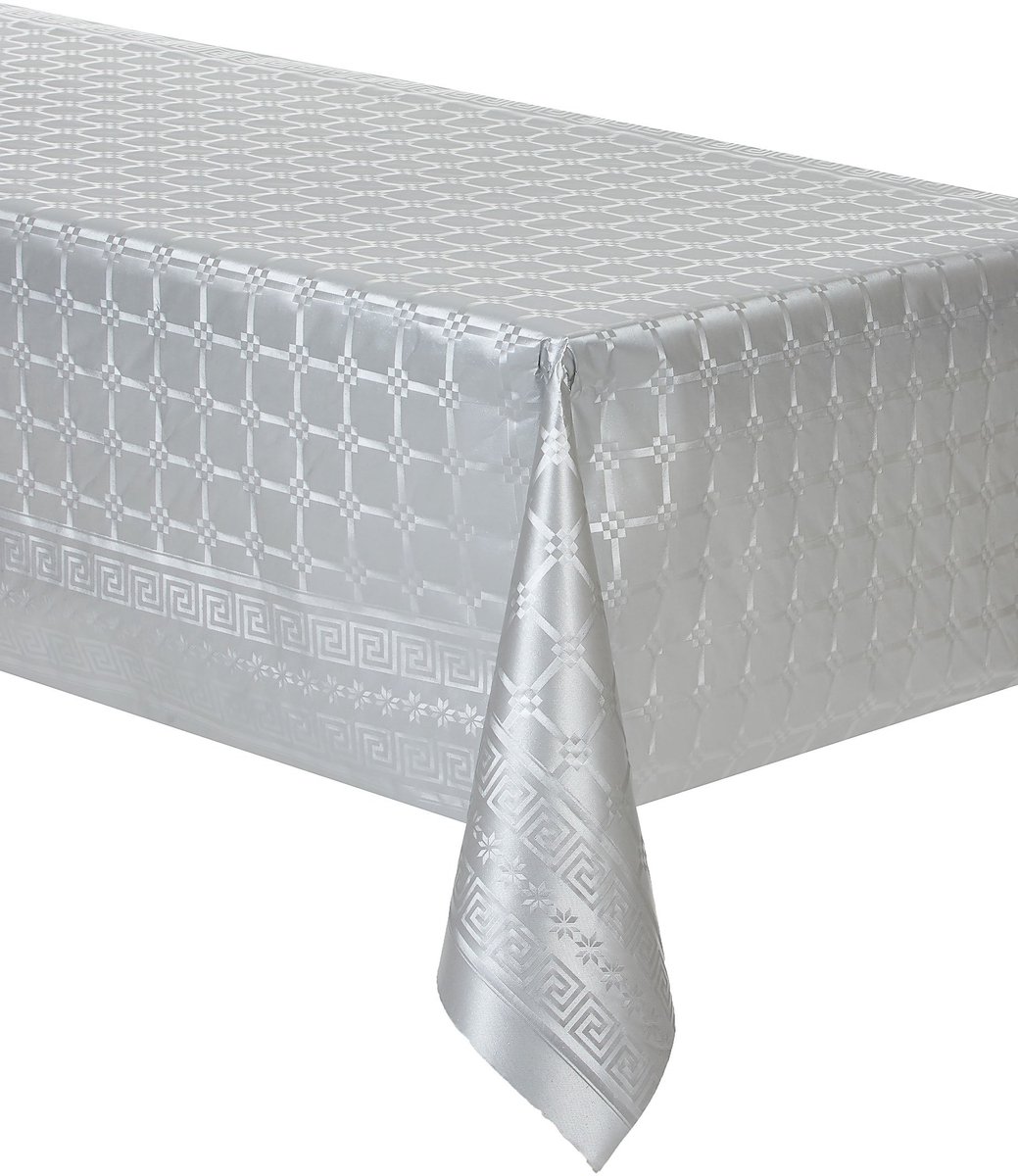 ISAP FRANCE - Zilveren damast papieren tafelloper op rol 6 m x 120 cm