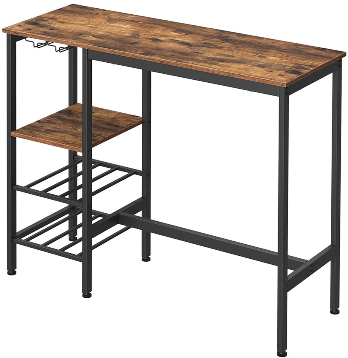 Songmics Bartafel - 110 x 40 x 90 cm - Met houders voor glazen en flessen Zwart