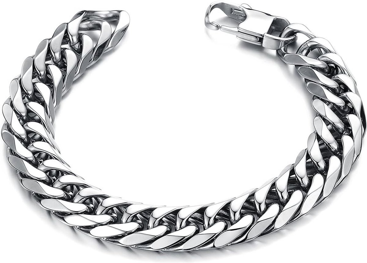 Herenarmband Cubaanse schakel robuust roestvrij staal