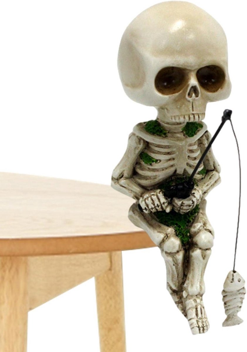 Decoratief Vissen Skelet Beeldje voor Tuin of Huis - Originele Halloween Decoratie