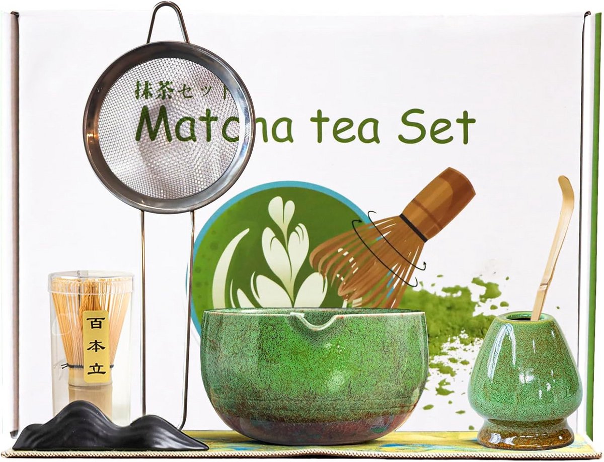 Complete Matcha Theeceremonie Set met Kom, Bamboe Garde en Accessoires