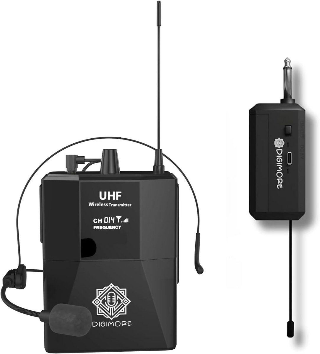 UHF Draadloze Microfoonset met Headset en Bodypack voor Podium en Conferentie