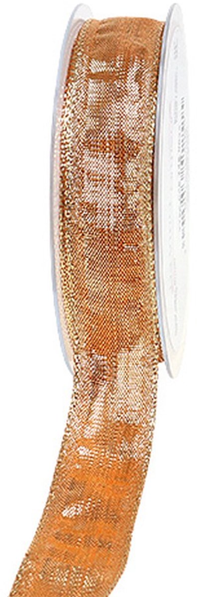 Decoratielint goud met draadrand 25mm 25m