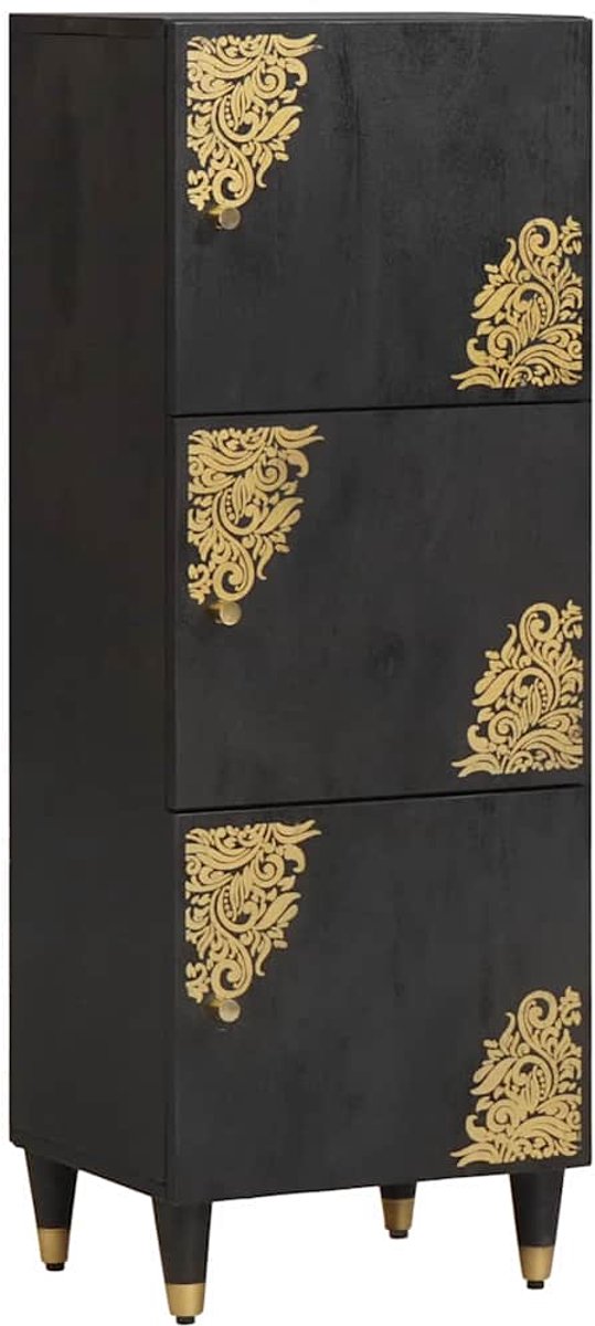 vidaXL - Highboard - met - plank - Zwart - 40 - x - 33 - x - 110 - cm - Massief - Mango - Hout