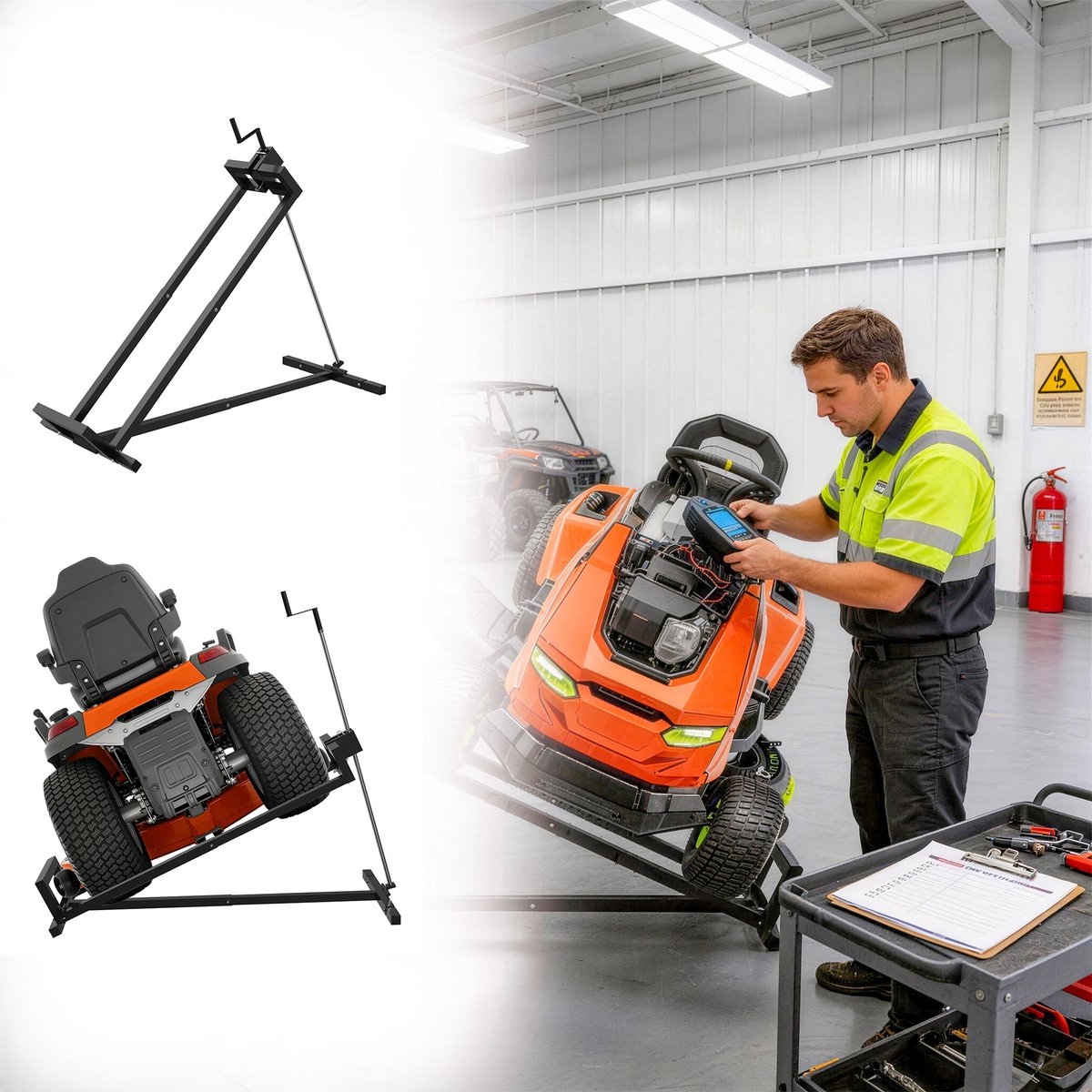 Aufun Opklapbare Grasmaaierlift – Zwart– Kantelbaar Tot 45° – Reinigingshulpmiddel Voor Zitmaaiers, 400 kg Telescopische Grasmaaierlift – Voor Het Tillen Van Diverse Soorten Maaiers, Waaronder Compacte Tractoren En Zitmaaiers