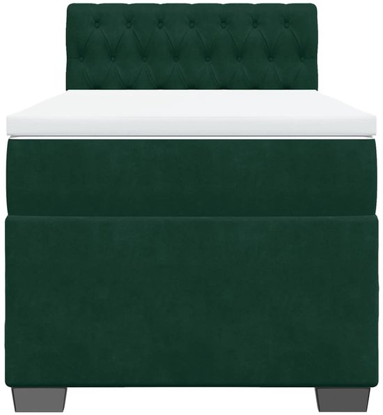vidaXL - Sommier tapissier - avec - matelas - velours - vert foncé - 90x190 - cm