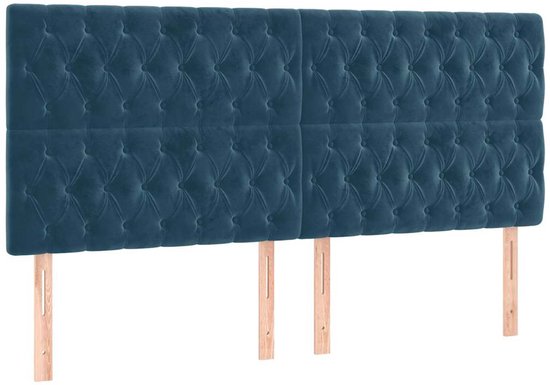 Tête de lit vidaXL - Têtes de lit - Tête de lit - Tête de lit en bois - Têtes de lit 4 pièces 100x7x78/88 cm velours bleu foncé