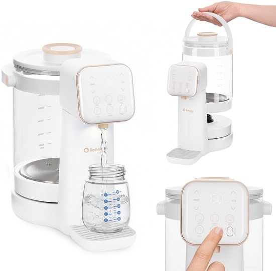 Lionelo Babypresto 2.0 Waterverwarmer / Heetwaterdispenser - Melkbereidingsmachine - UV-Sterilisatie - Smart-Modus 100°C - 40–100°C Instelbaar - 30–300 ml Dosering - 3L Tank - Nachtlampje - Voor Babyvoeding — afbeelding 2