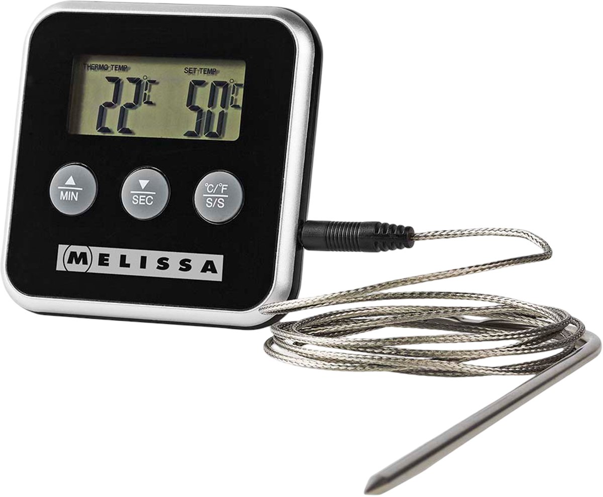 Melissa 16310241 - Vleesthermometer, tot 250°C, Alarm timer, LCD-scherm