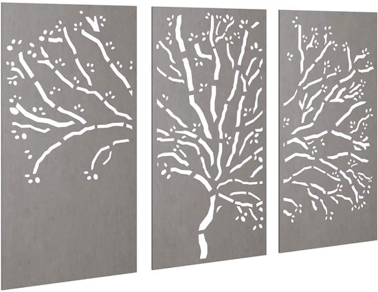 vidaXL - 3-delige - Tuindecoratieset - boomontwerp - 105x55 - cm - cortenstaal