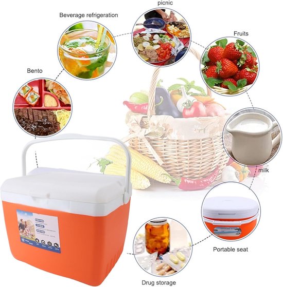 Draagbare Koelbox - Geïsoleerde Cooler - Outdoor Activiteiten - Lekbescherming - 13 Liter - Oranje — afbeelding 3
