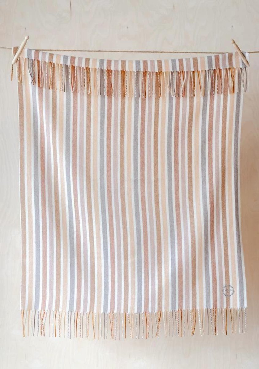 Babydekentje Gestreept Beige - 75x110 - Lamswol - TBCo Scotland