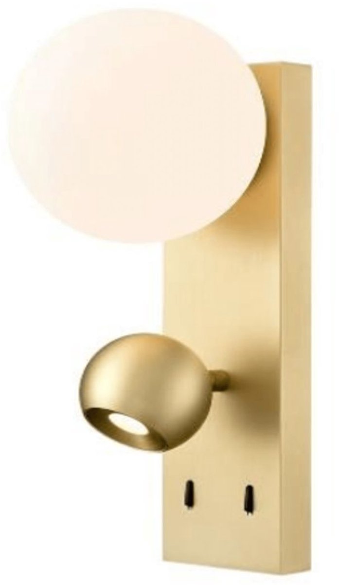 Kosilum - Avelysa - Wandlamp - Wit en goud - Metaal, aluminium en glas