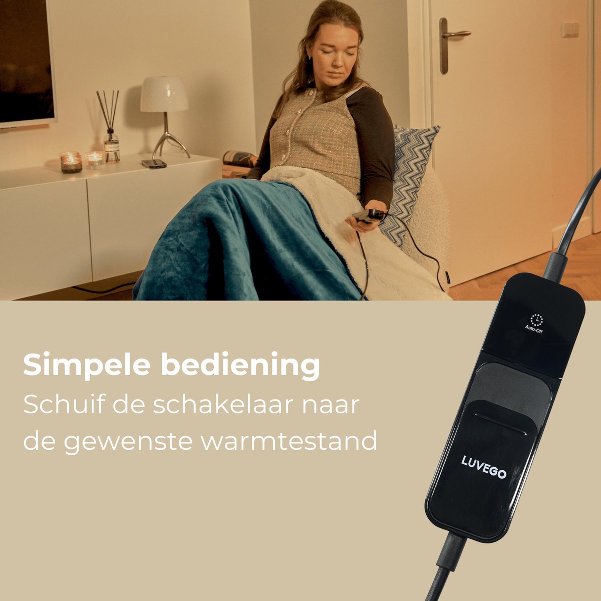 Luvego Elektrische Deken 1 Persoons Bovendeken & Warmtedeken - 160x120CM - TÜV GS - Omslagdeken & Knuffeldeken - 3 Warmtestanden - 120W - Verwarmingsdeken Fleece Plaid - Grijs – foto 6
