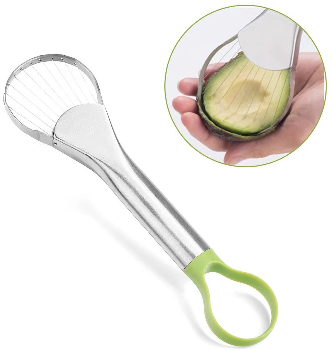 Killogood 3-in-1 Avocadosteker RVS – Avocado Snijder, Pitverwijderaar & Schilhulp – Dunne Plakjes Makkelijk Gemaakt – Vaatwasserbestendig Keukenhulpje